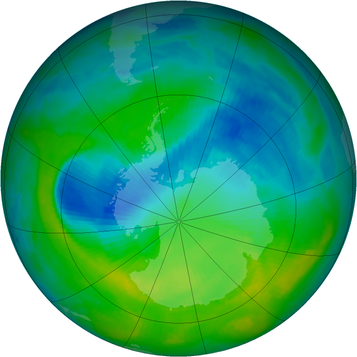 Antarctic ozone map for 10 December 1996